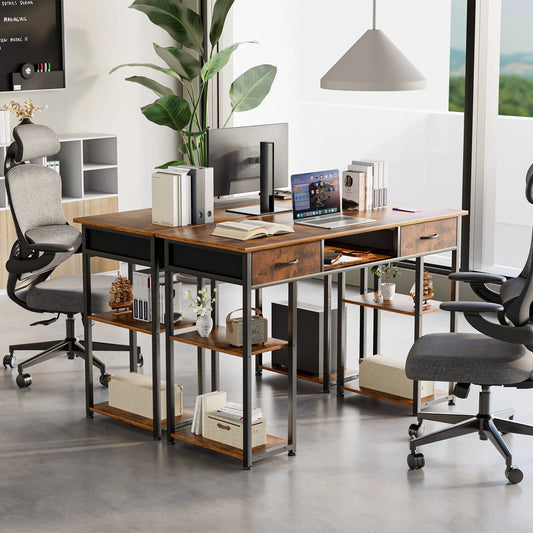 Double Deck Shelving Office Computer Desk