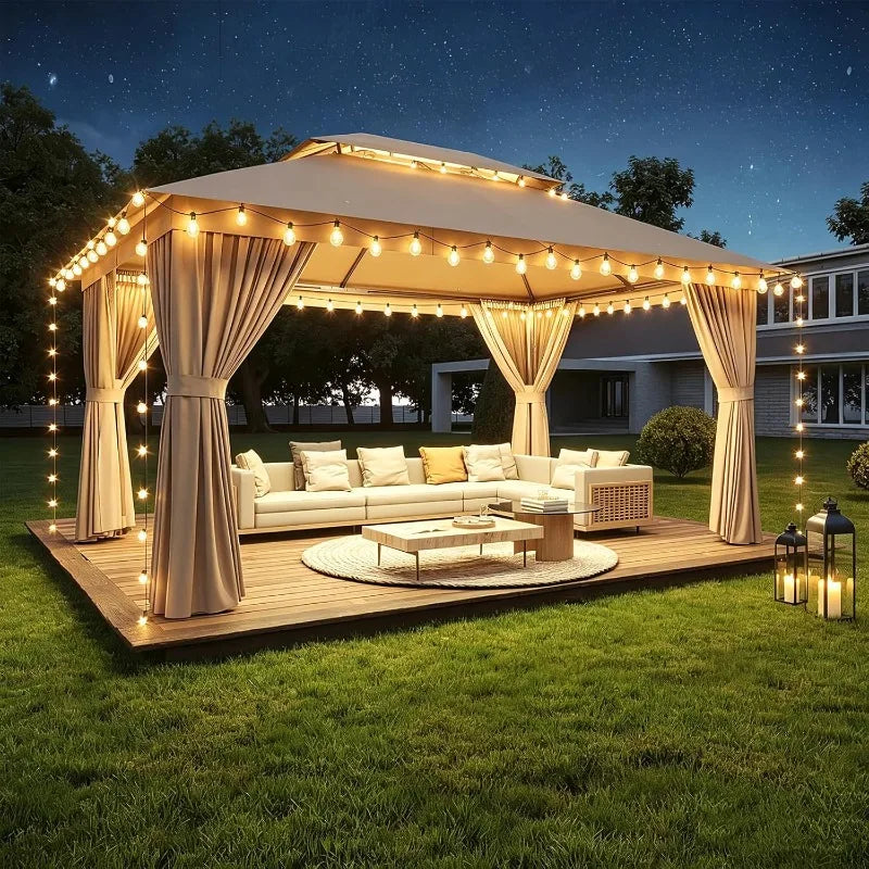 Heavy Duty Metal Frame Canopy with Double Roofs