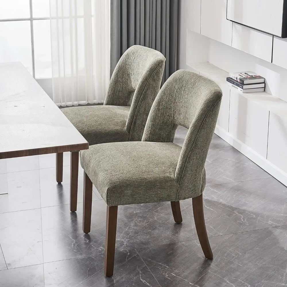 Modern Fabric Upholstered Wooden Dining Chairs Set
