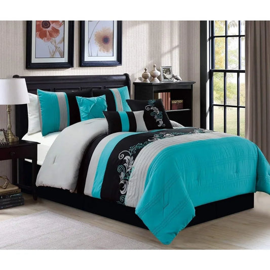 Leaves Scroll Embroidery Bedding Comforter Set