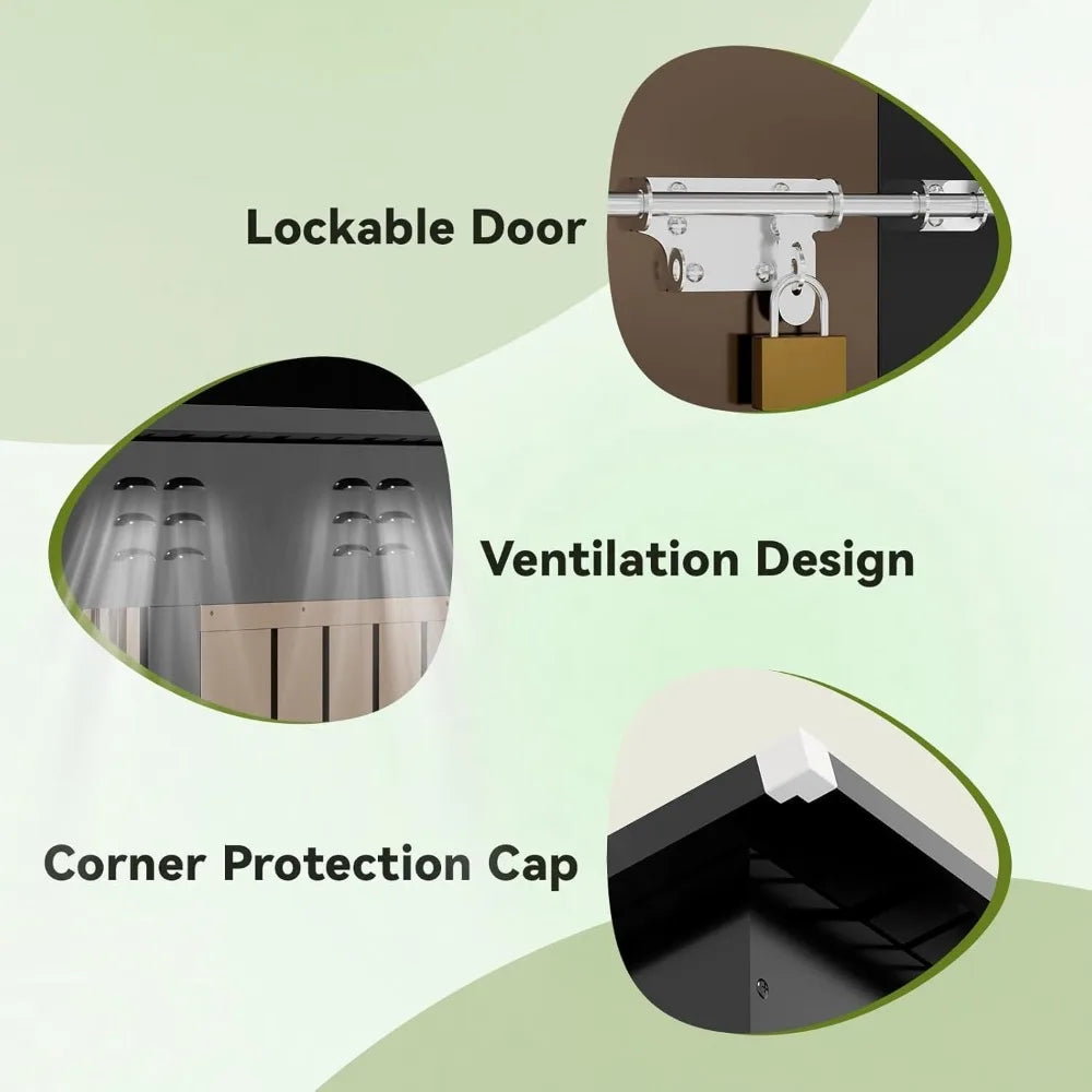 Outdoor Storage Metal Shed with Lockable Doors Tool