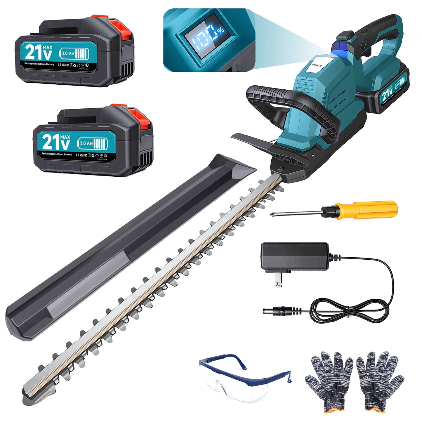 20'' Hedge Trimmer Cordless, 3000rpm Electric Hedge Trimmer, with Battery, 180° Rotatable Head for Yard, Garden, Lawn Care