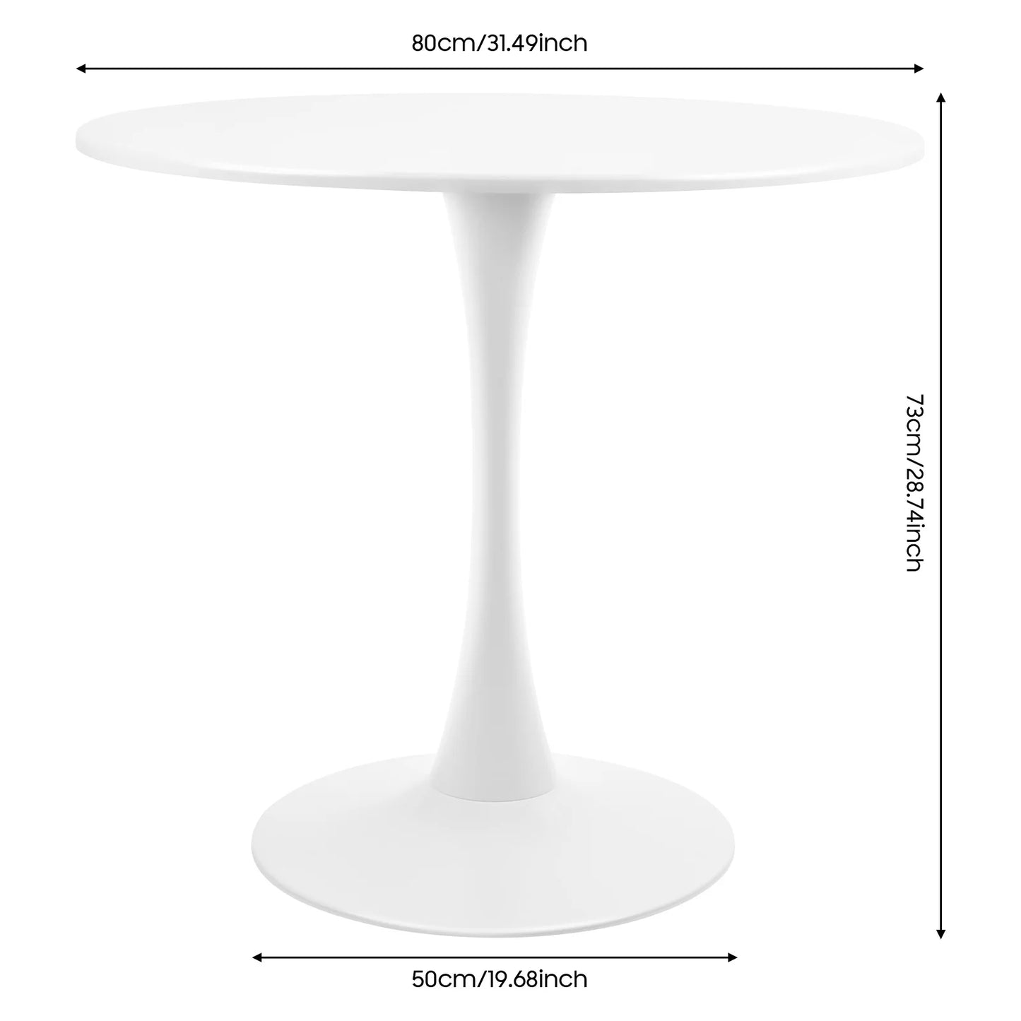 Modern Round Shape Tulip Dining Table with Modern Pedestal Base