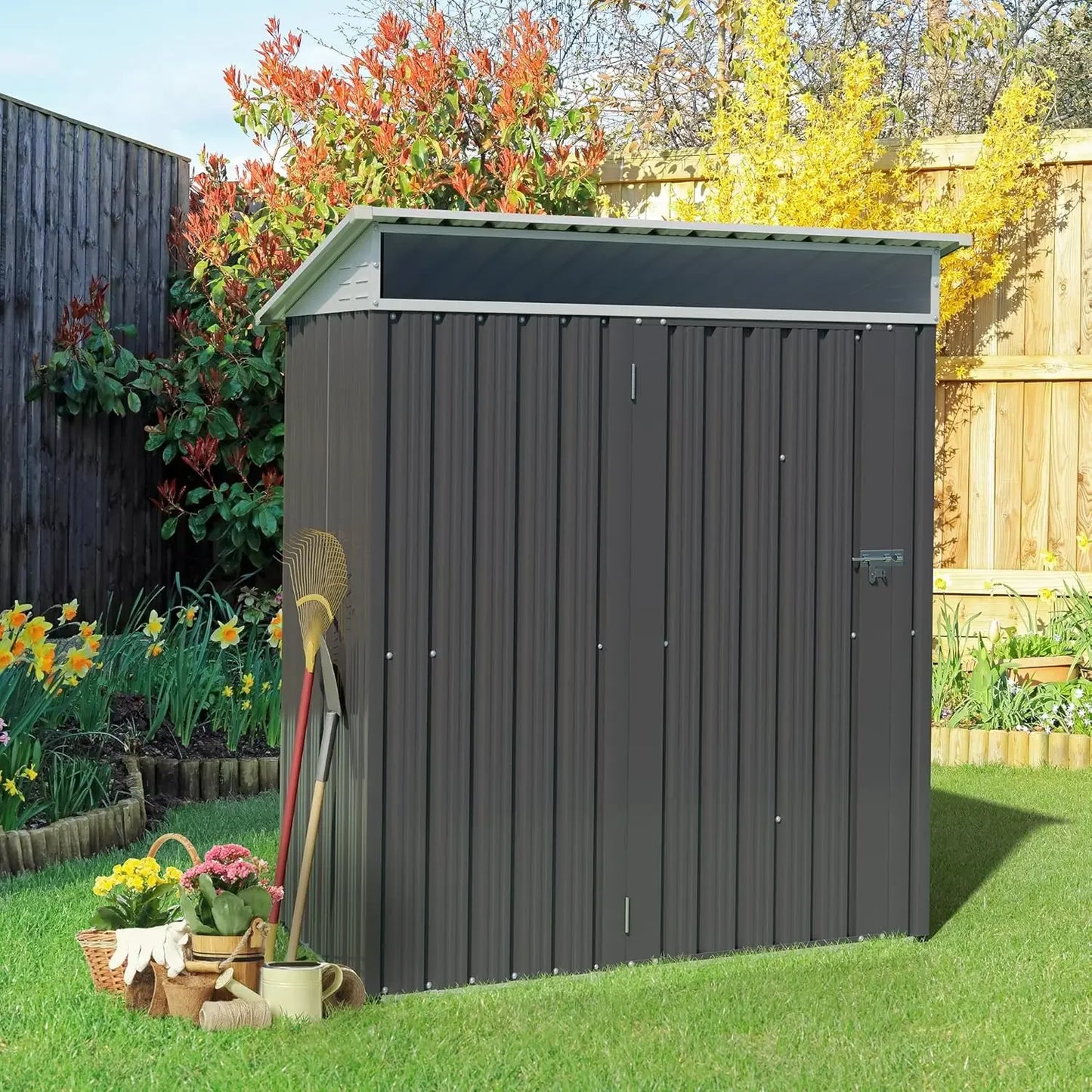 Metal Garden Shed with Large Window and Lockable Door