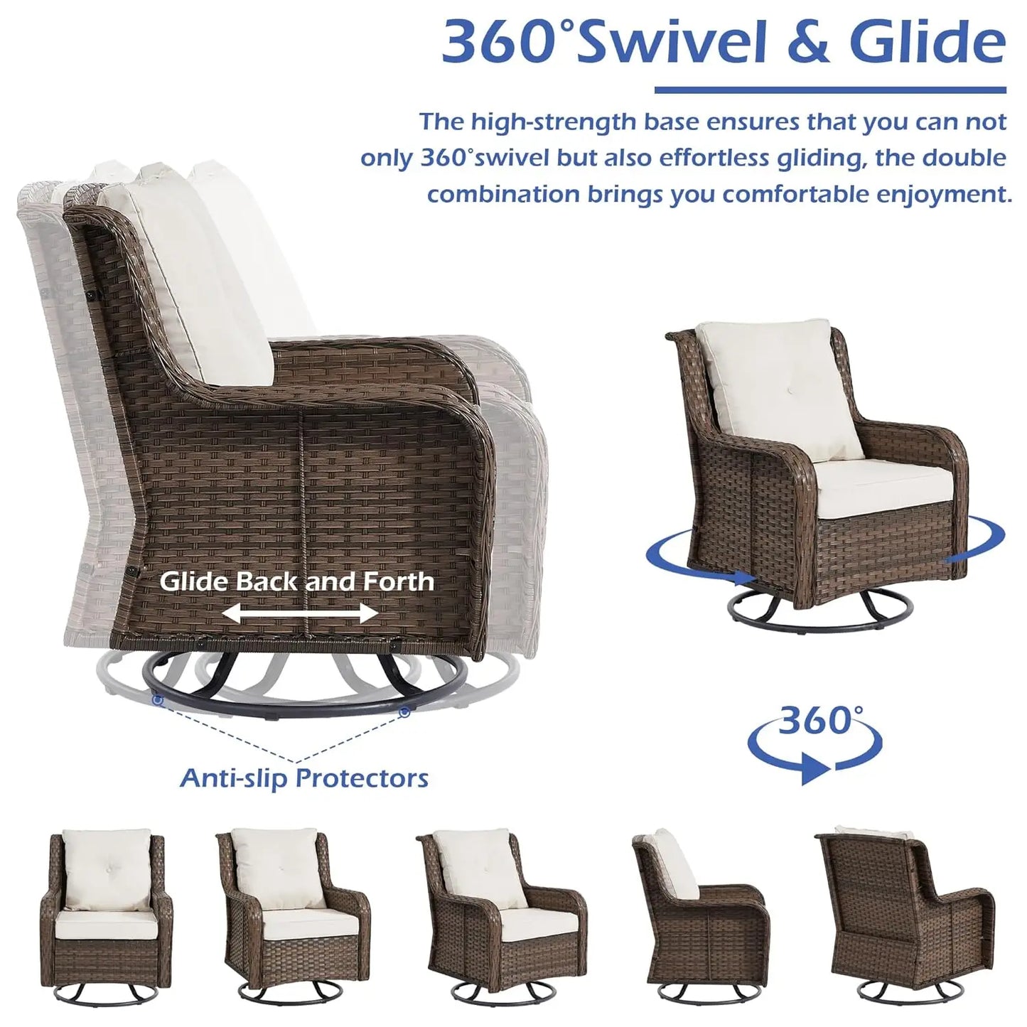 360 Swivel Patio Set  Garden Porch Backyard , Custom