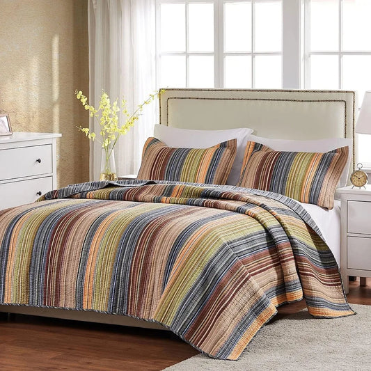 Greenland Home Katy - Reversible Stripe Quilt Set