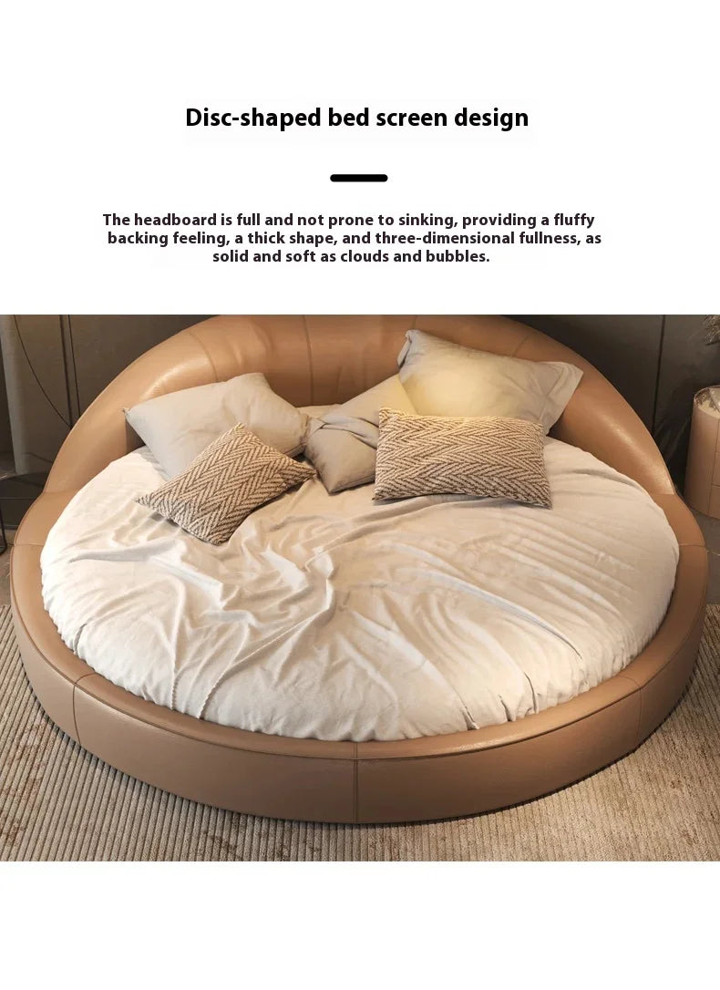 Light Luxury Cream Italian Minimalist Aesthetics Round Bed