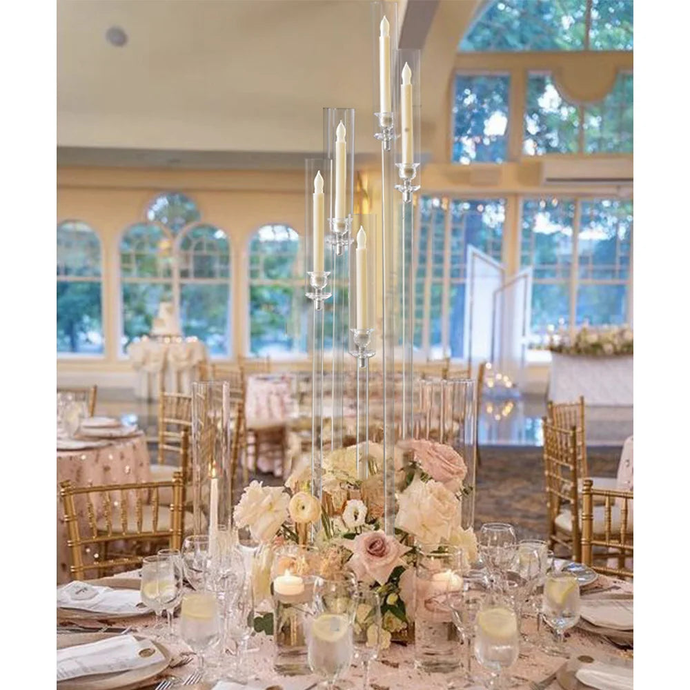 Clear Floor Candelabra Candlestick Holder for Table Centerpiece