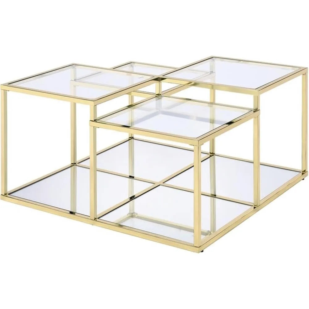 Glass Top Coffee Table with Metal Frame