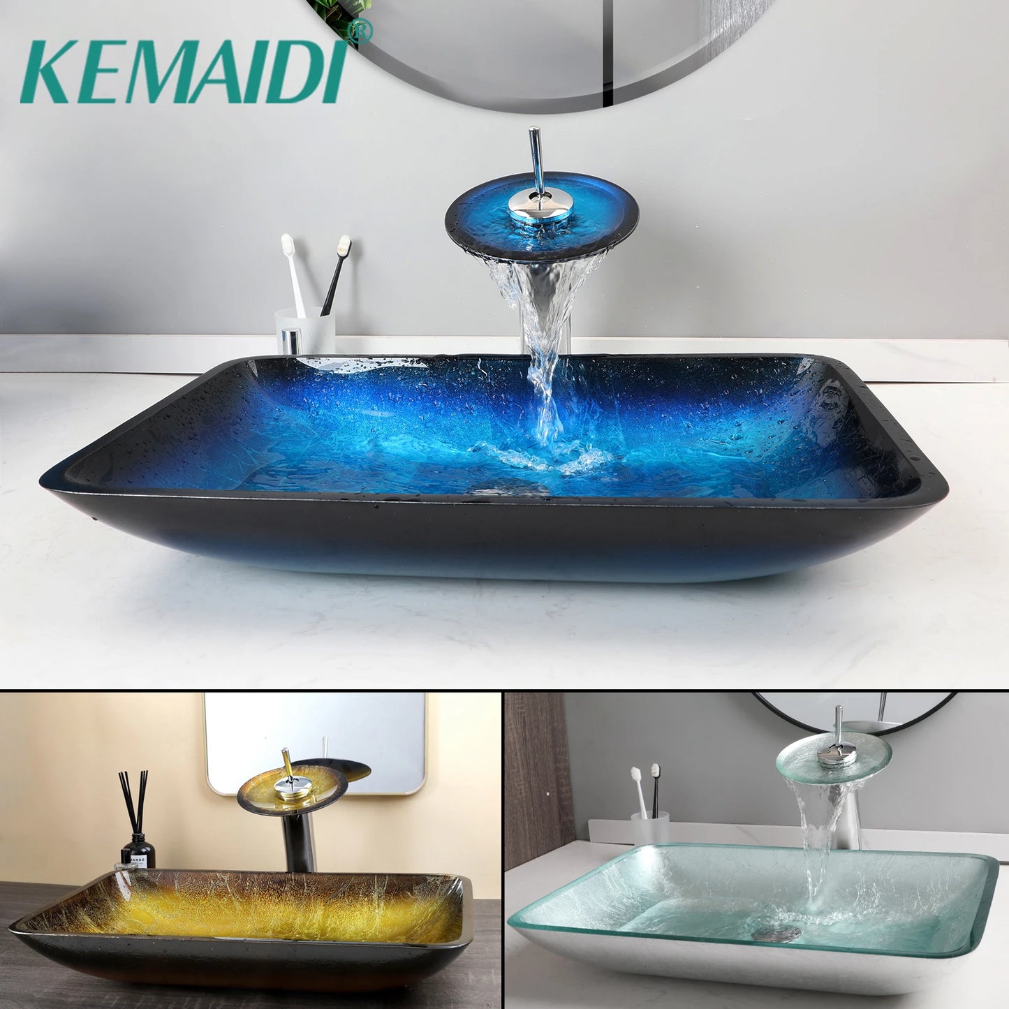 Big Tempered Glass Basin Sink