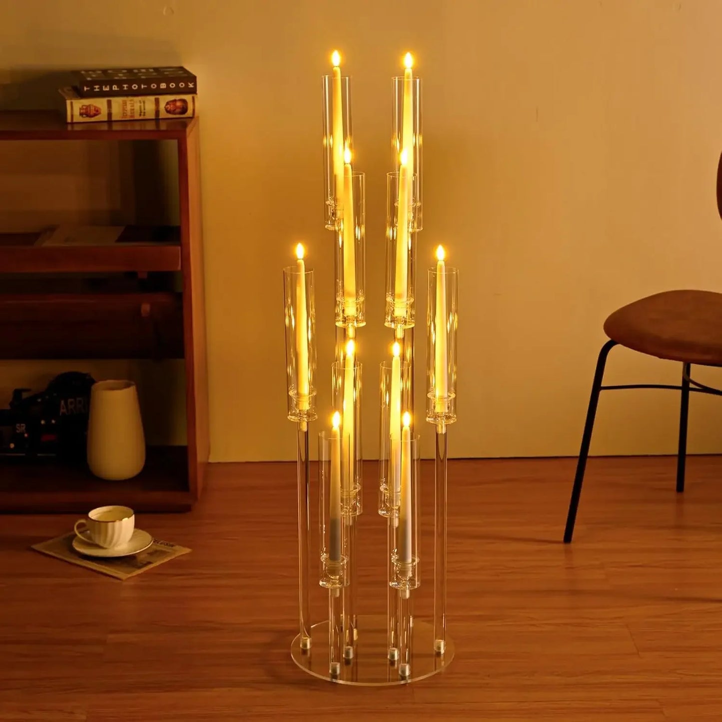 10 Arm Candelabras Clear Candle