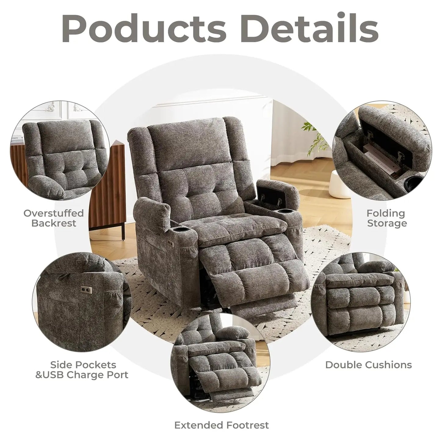 Power Lift Recliner with Dual Motor Electric Lift Chair