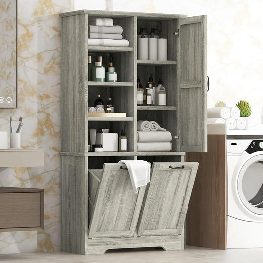 Freestanding Hamper Door Adjustable Shelves