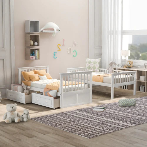 Twin over Twin Bunk Bed with Drawers