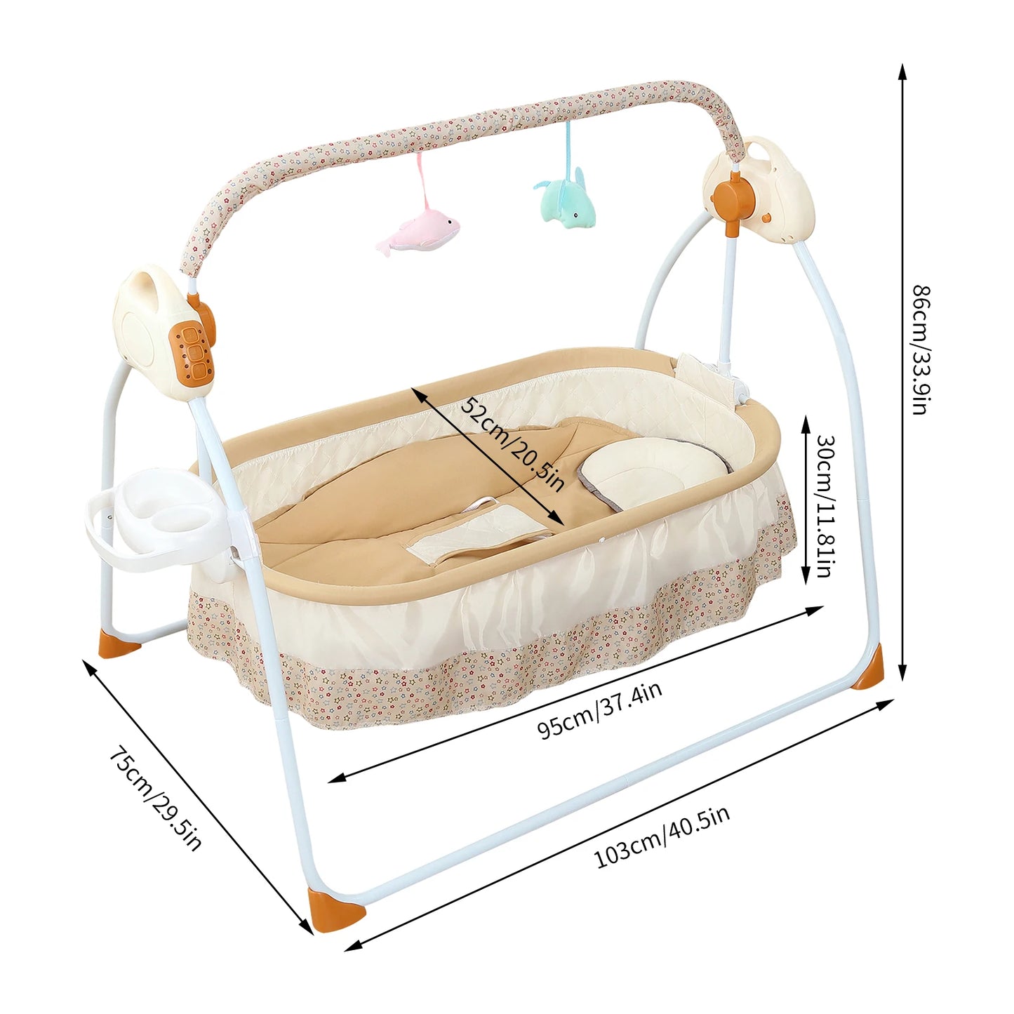 Foldable Electric Baby Cradle w/Rocking Bassinet
