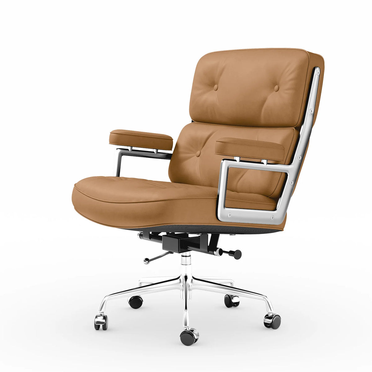 Genuine Leather with Aluminum Arms and Wheels for Support Rolling Swivel