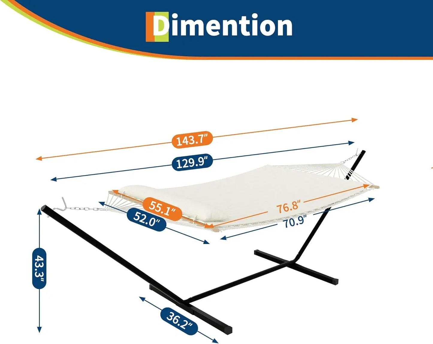 Heavy Duty Capacity Double Hammock with Stand