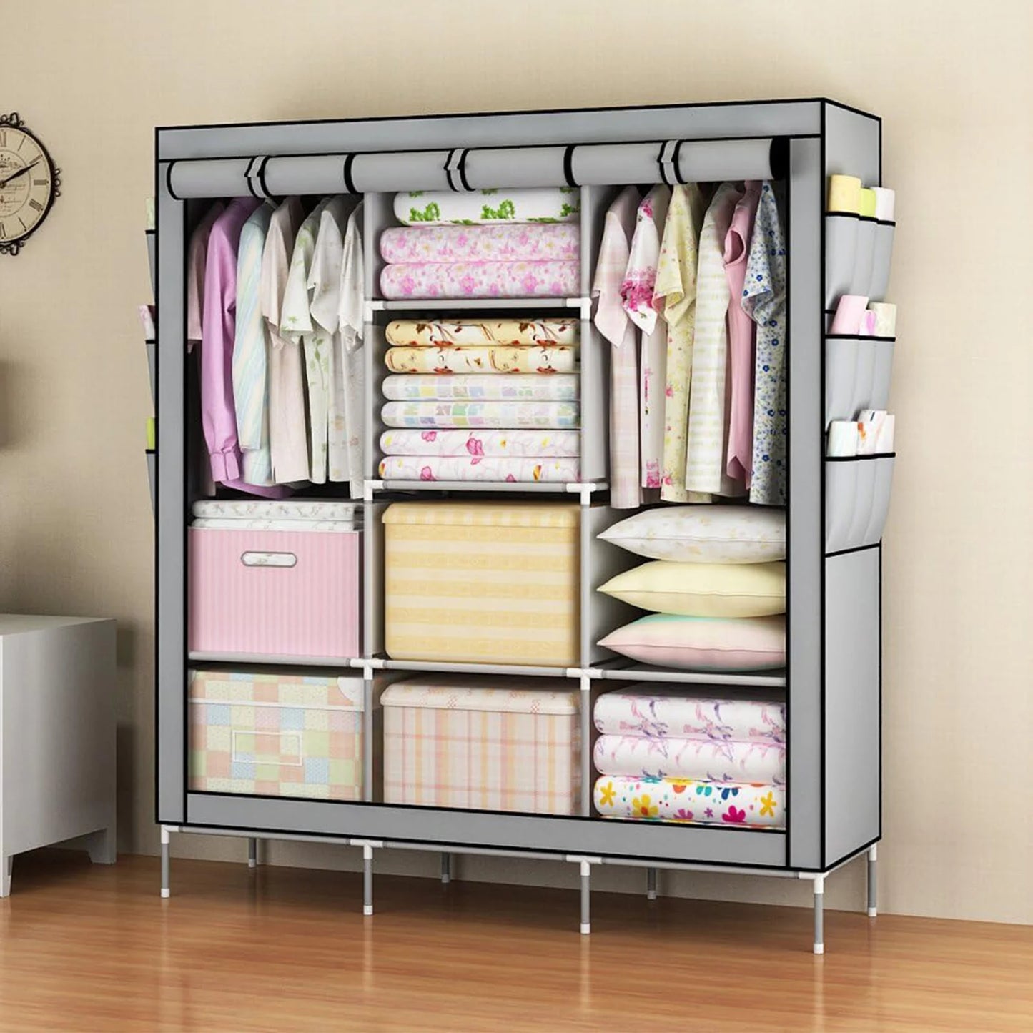 Portable Closet Wardrobe Storage Organizer Rack