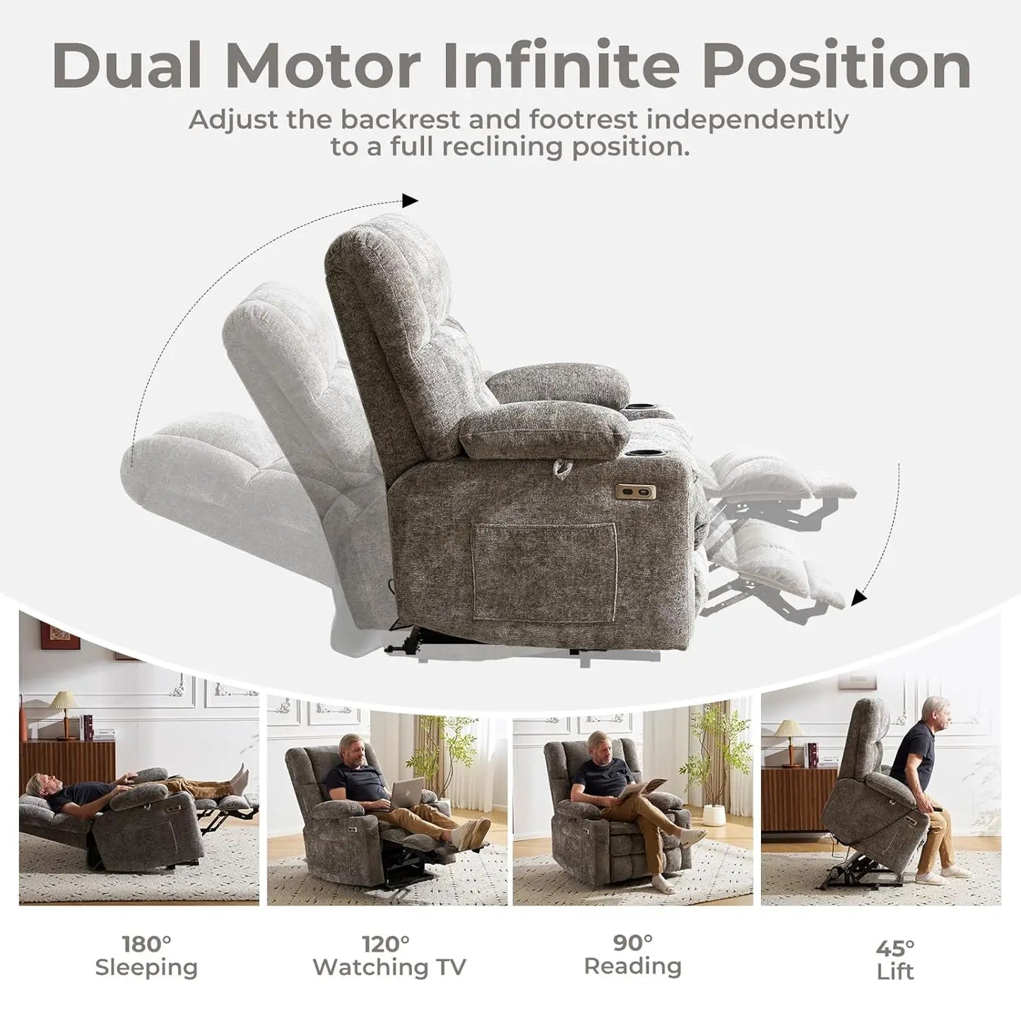 Power Lift Recliner with Dual Motor Electric Lift Chair