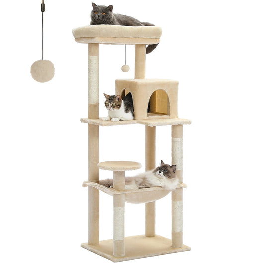 5-Level Cat Tower for Large Cats with Large Hammock