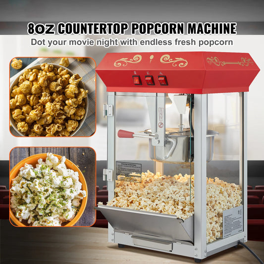 Automatic Electric Popcorn Maker Popper Machine with Scoop Spoon