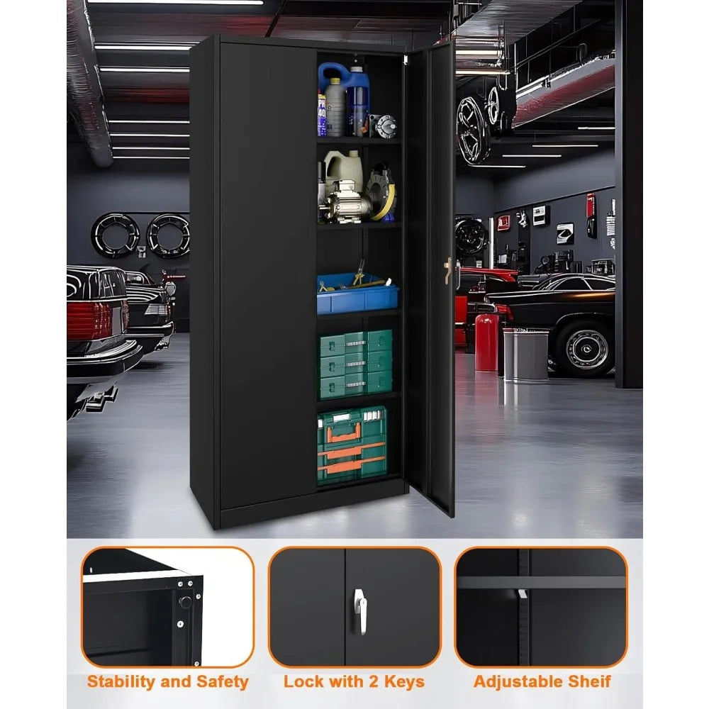 Heavy-Duty Metal Storage Cabinet with Lock
