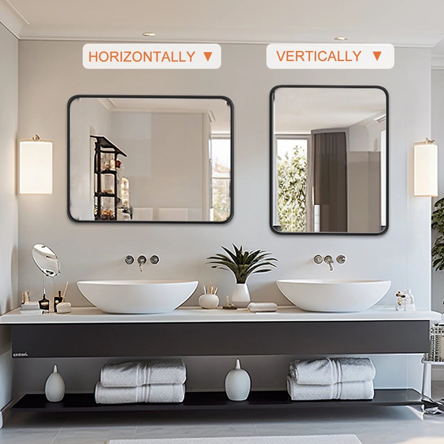 Vanity Rectangle Rounded Corner Tempered Glass