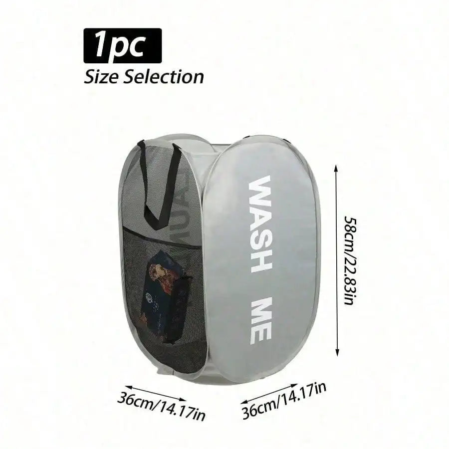 Foldable Mesh Laundry Hamper With Handle Popup