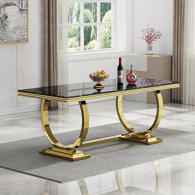 Modern Rectangular Tempered Glass Dining Table