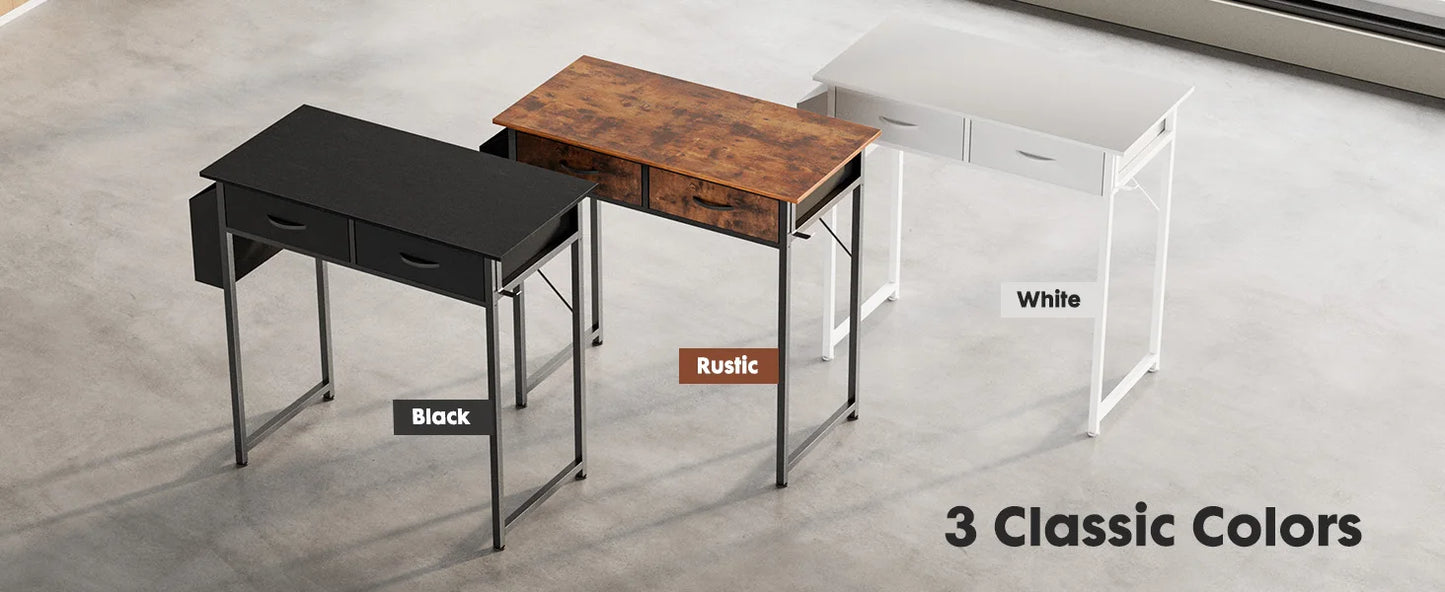 Modern Office Computer Desk with Fabric Storage Drawers