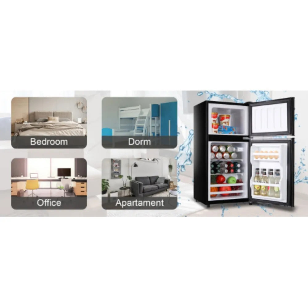 Mini Small Fridge with Freezer with Removable Shelves