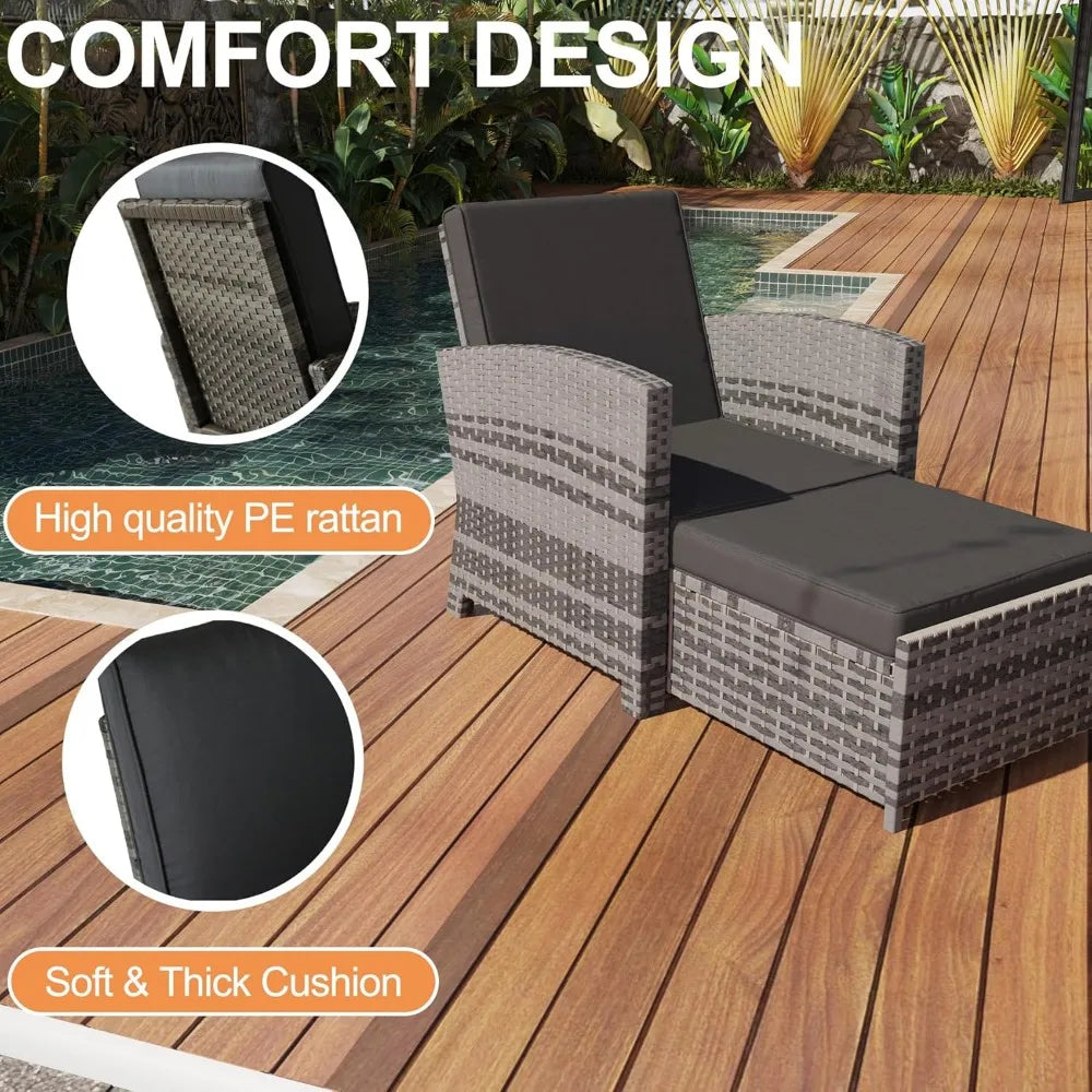 Outdoor Patio Furniture Set with Ottomans and Coffee Table
