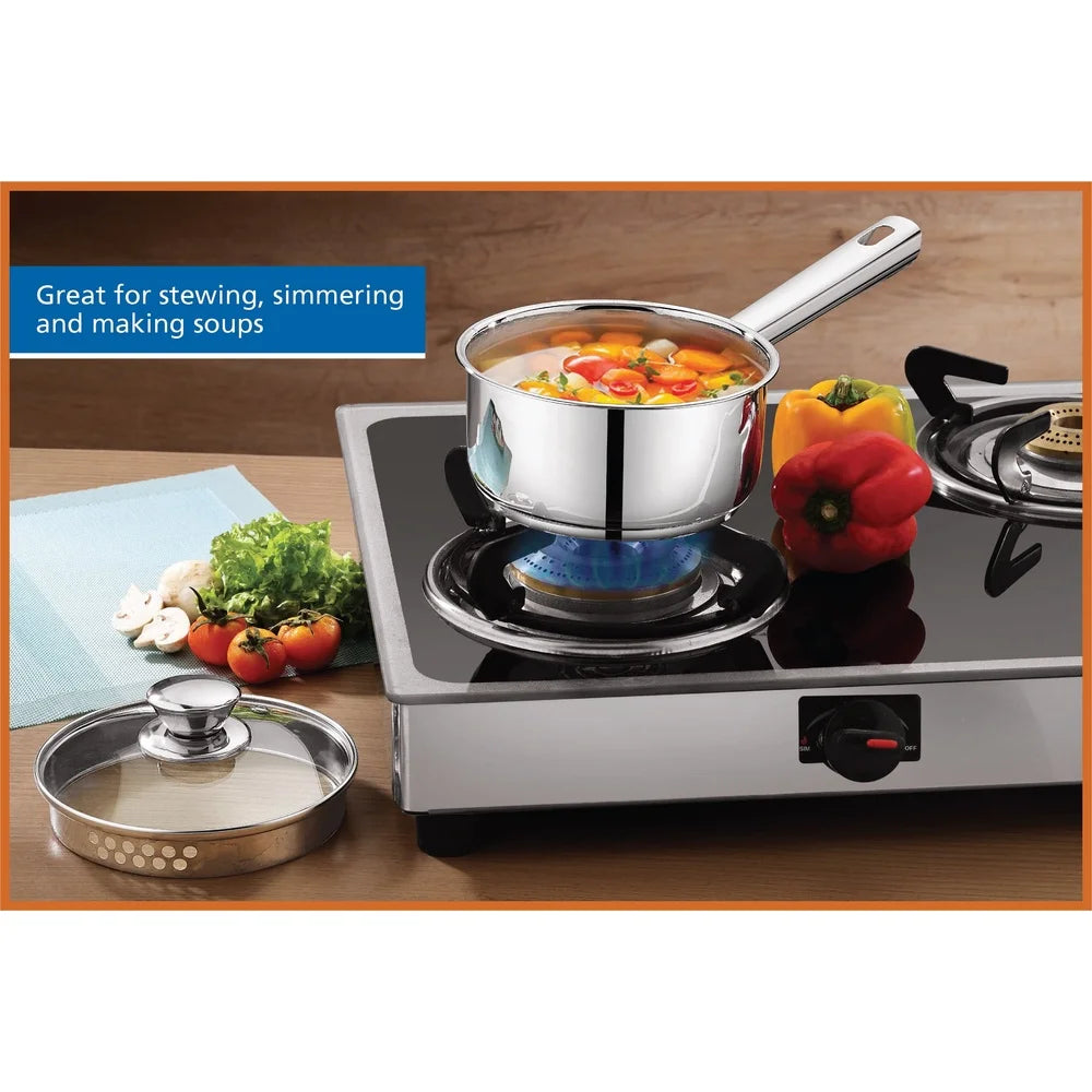 Oven Safe Stainless Steel Saucepan with Straining Lid 1qt Dishwasher Safe