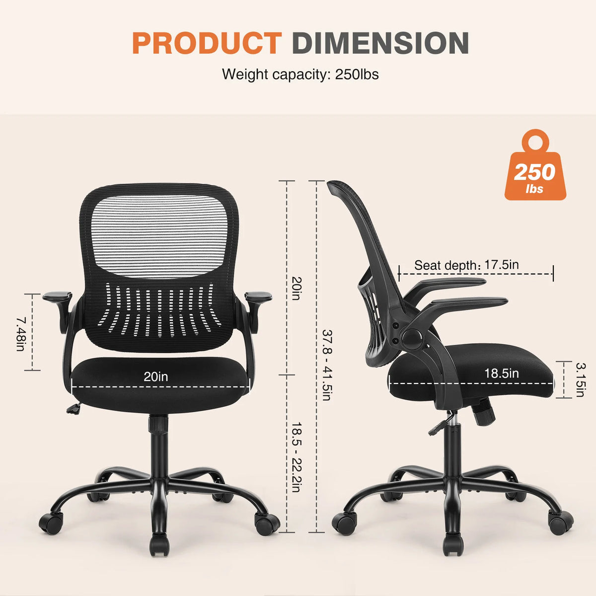 Ergonomic Mid-Back Mesh Backrest with Lumbar Support