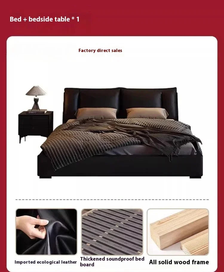 Double Luxury Bed with Office Headboards Racks and Frame Bedroom Set