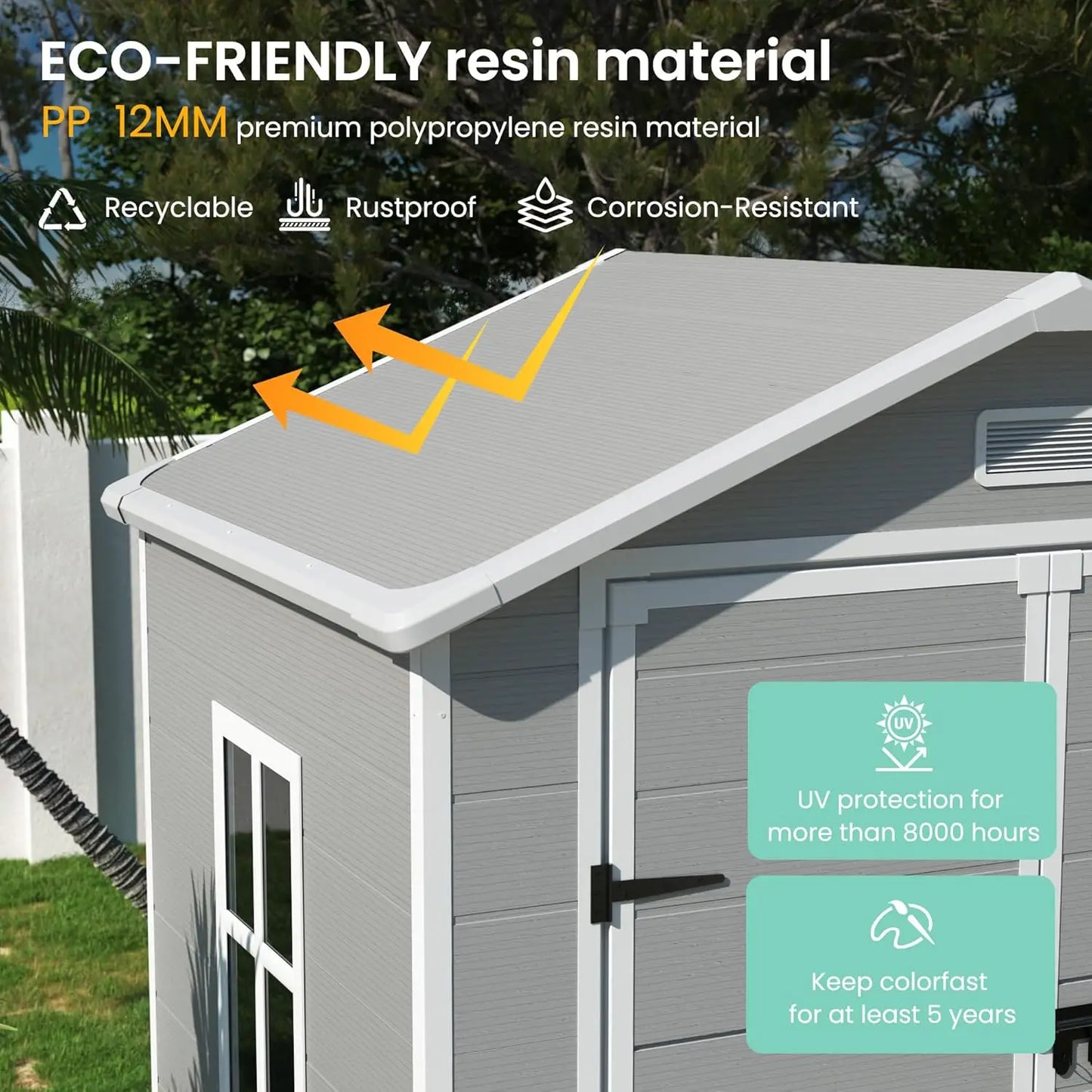 Outdoor Resin Plastic Garden Shed with Lockable Door