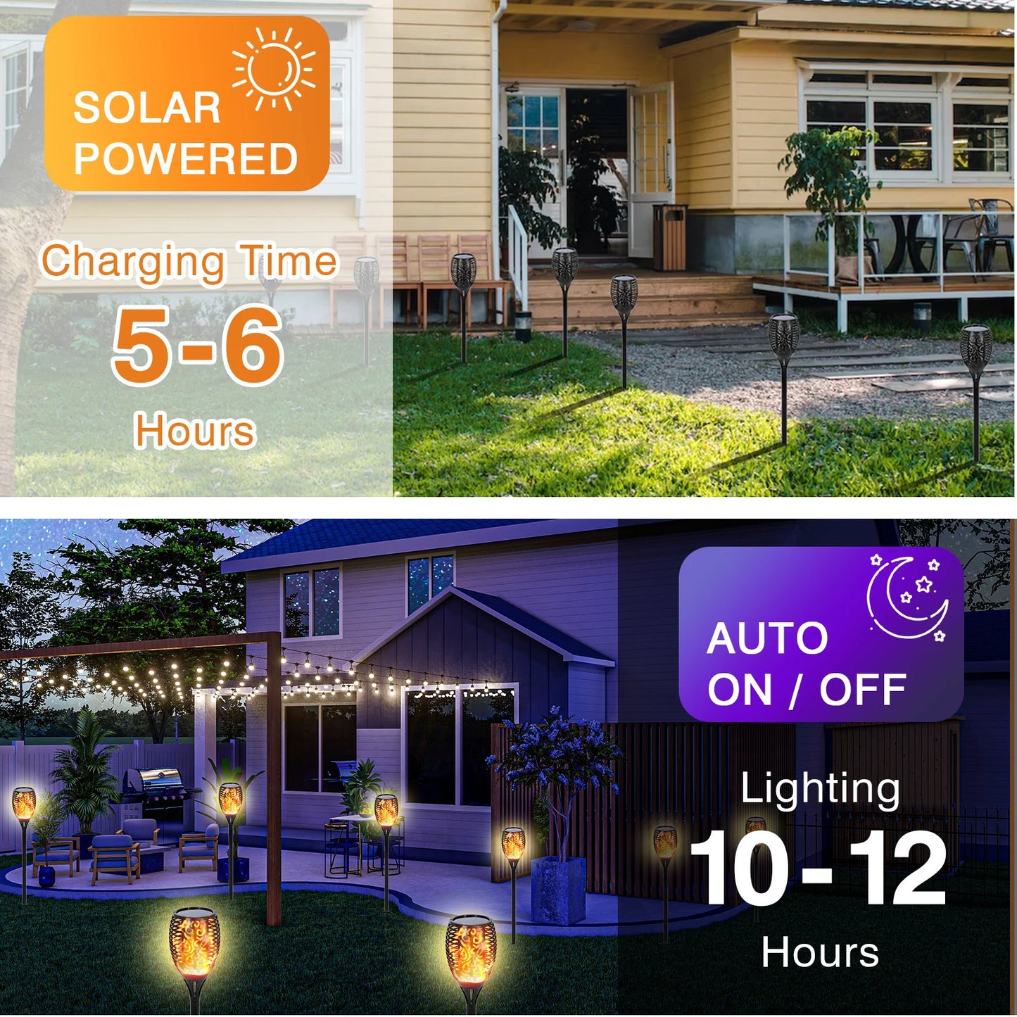 Solar Flame Torch Lights Outdoor LED - Waterproof