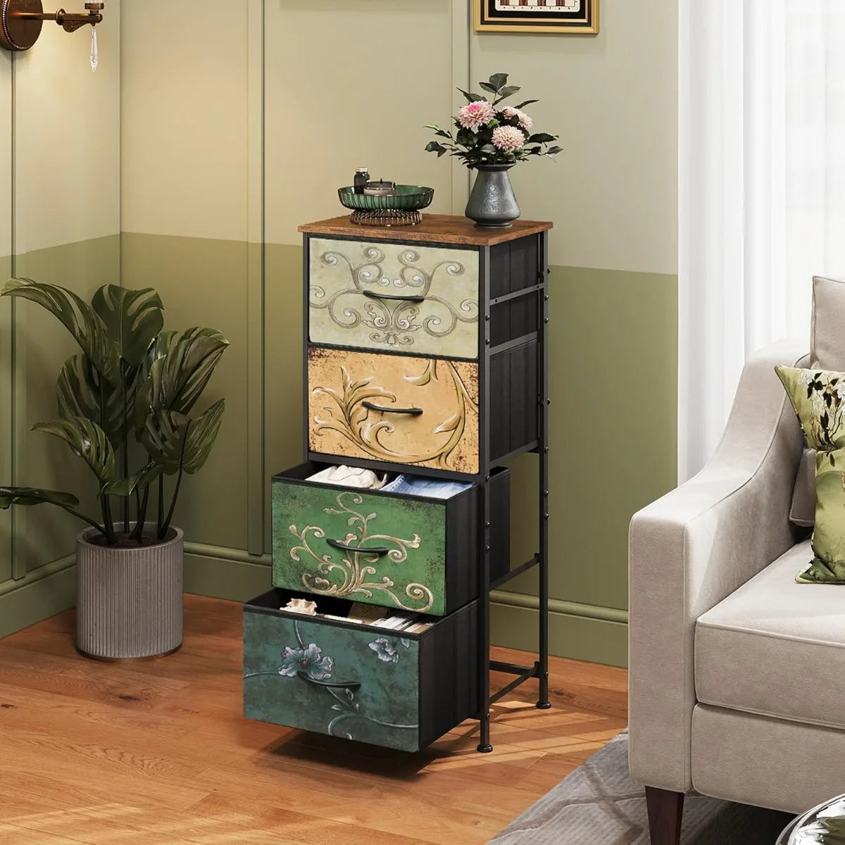 Vintage Fur Dresser with Storage Tower