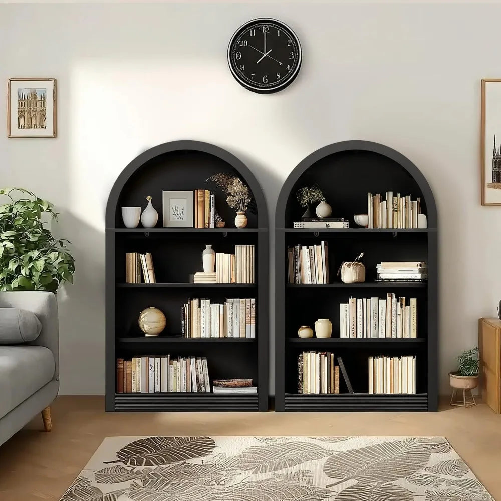 Wood Bookcase Display Floor Arched Shelf