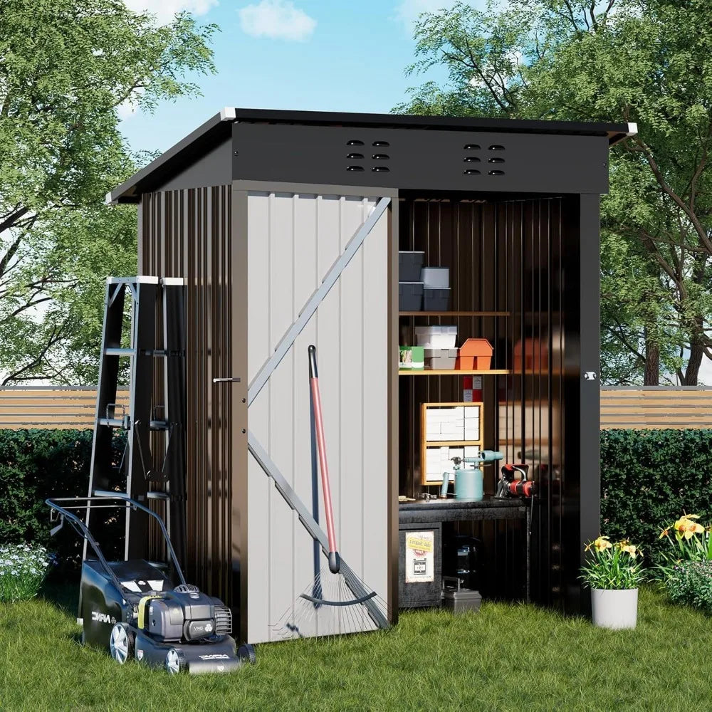 Outdoor Storage Metal Shed with Lockable Doors Tool