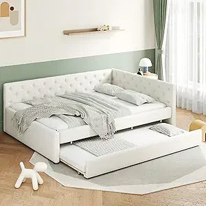 Modern Twin XL Size Daybed with LED Belt and Trundle