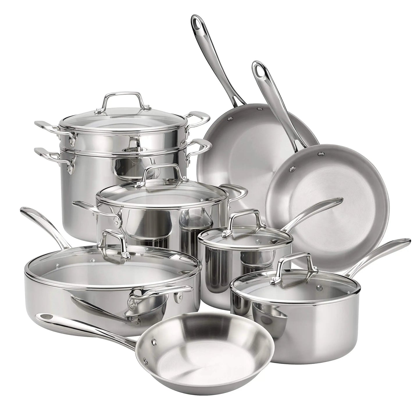 Cookware Set with Glass Lids, Pots and Pans