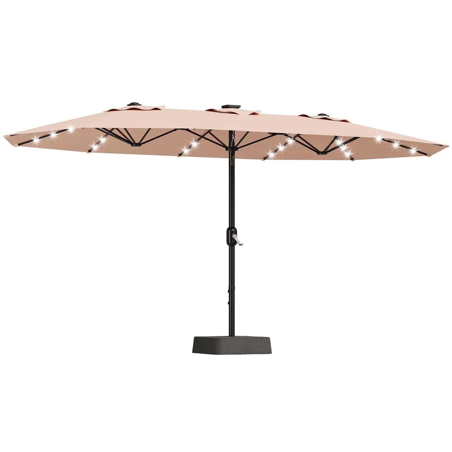 Outdoor Patio Umbrella With Solar LED Lights & Base