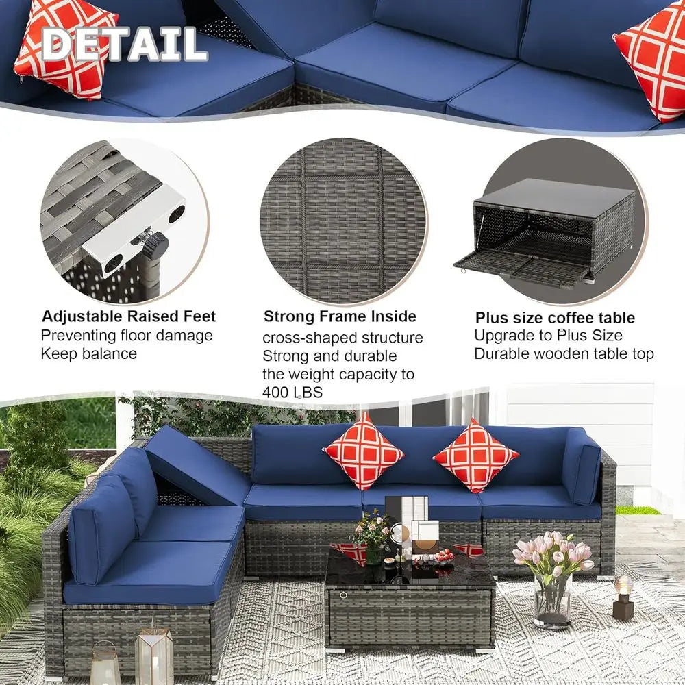 7-Piece Storage, Cushions, Pillows Furniture Set