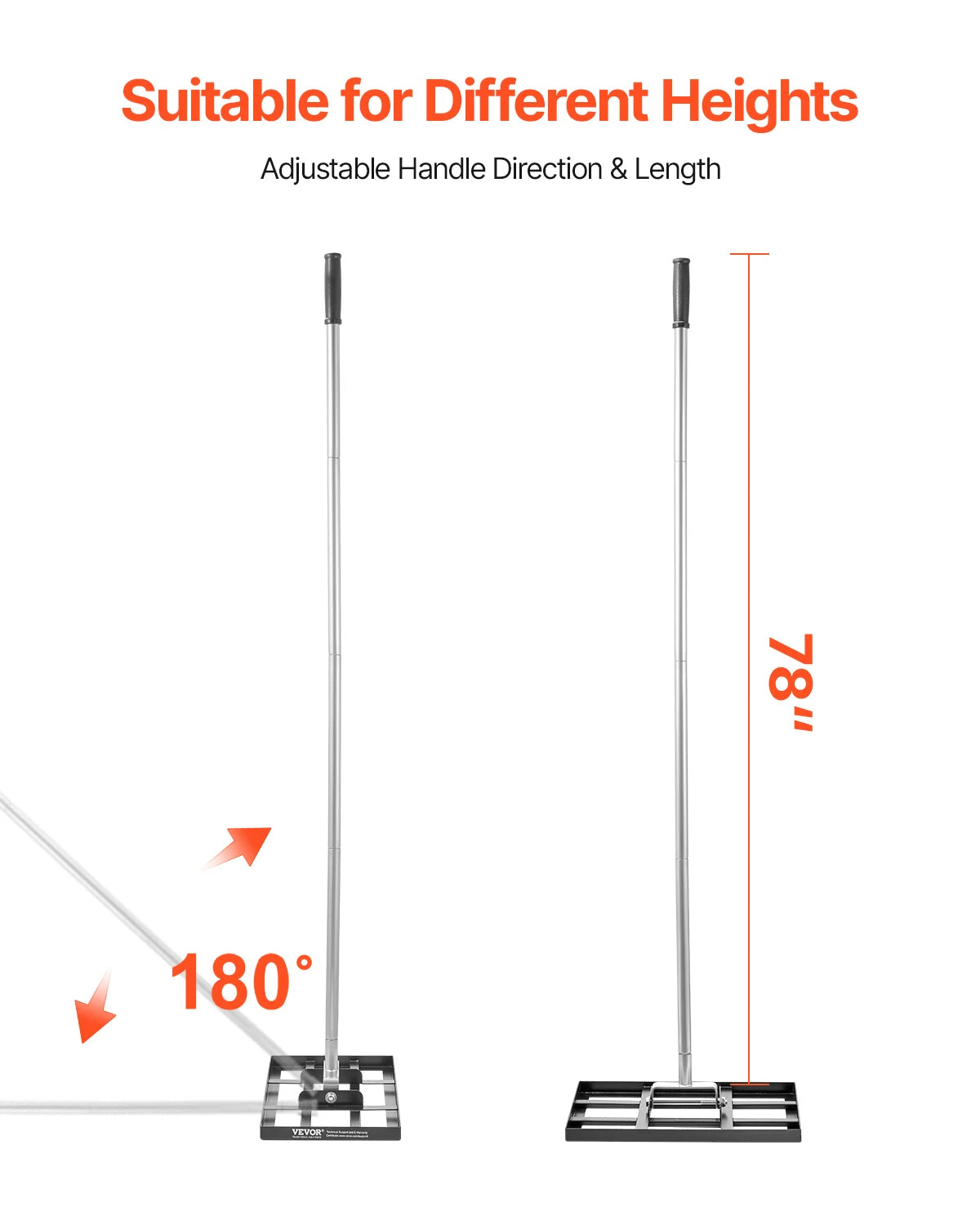 Lawn Leveling Rake with Handle Ground Plate Rust-Resistant