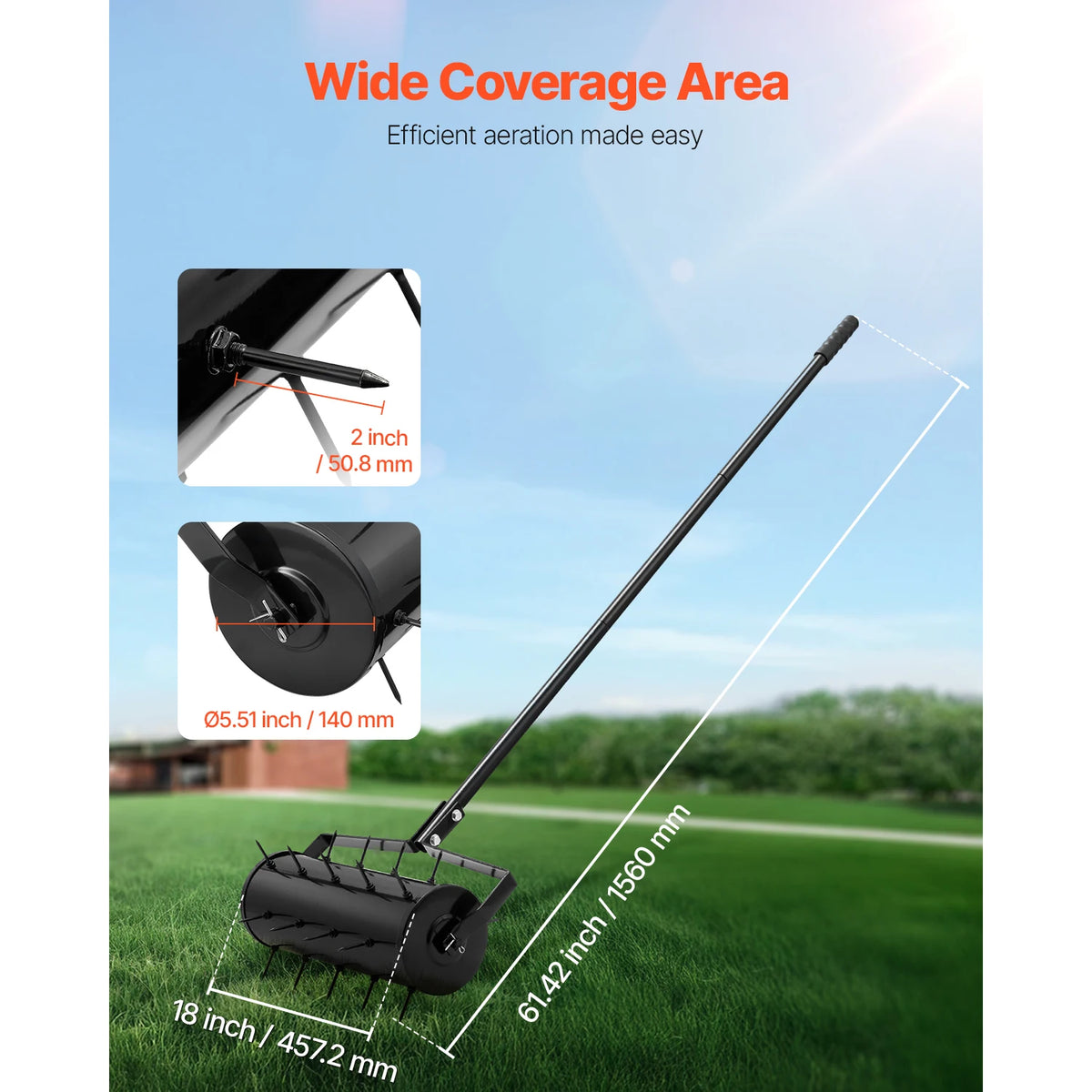 Manual Heavy Duty Rolling Lawn Aerator