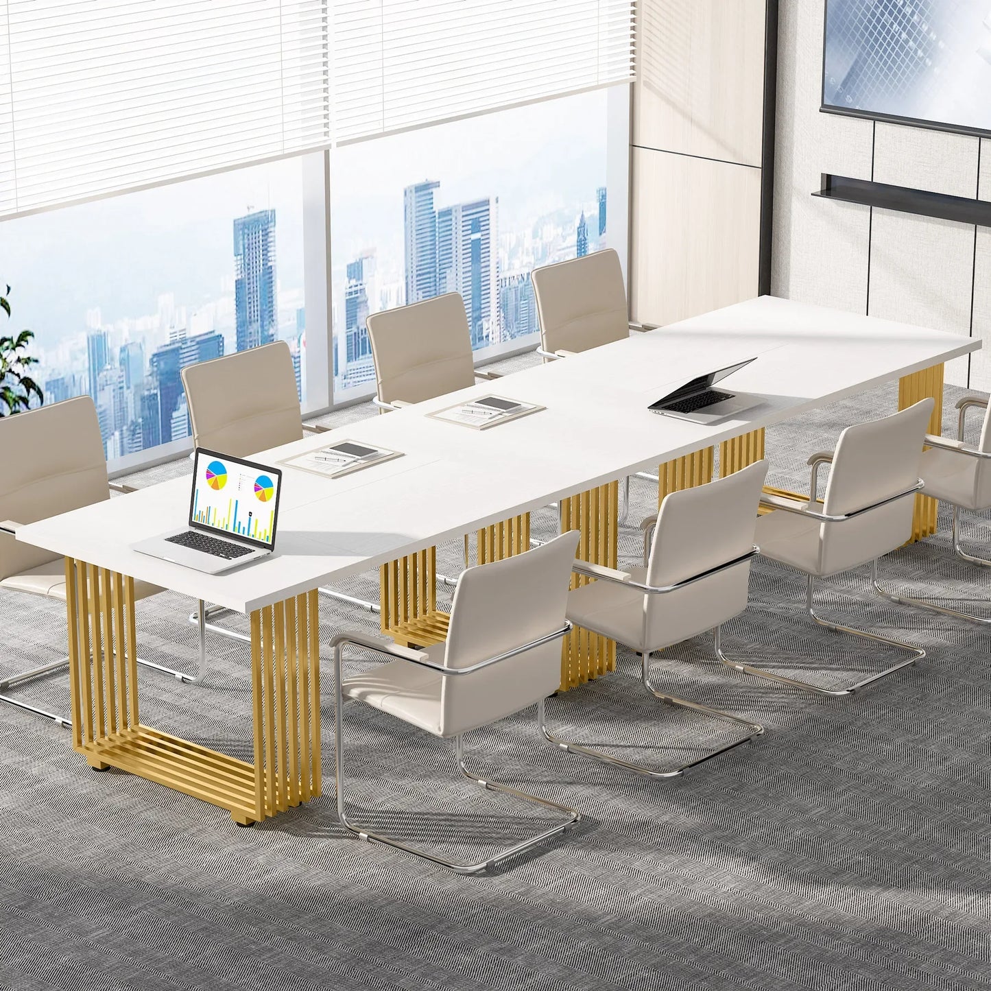Modern Executive Desk with Gold Metal Legs