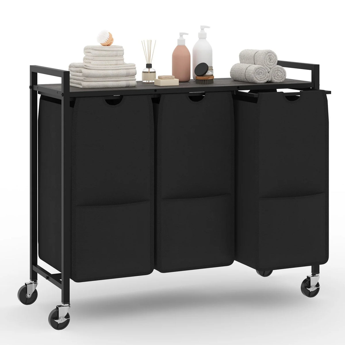 Rolling Laundry Hamper with Shelf