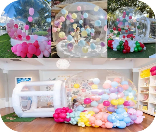 Inflatable Air Soft Bubble Bounce House. Kids Balloon House Jumping Castle with Blower for  Outdoor Camping