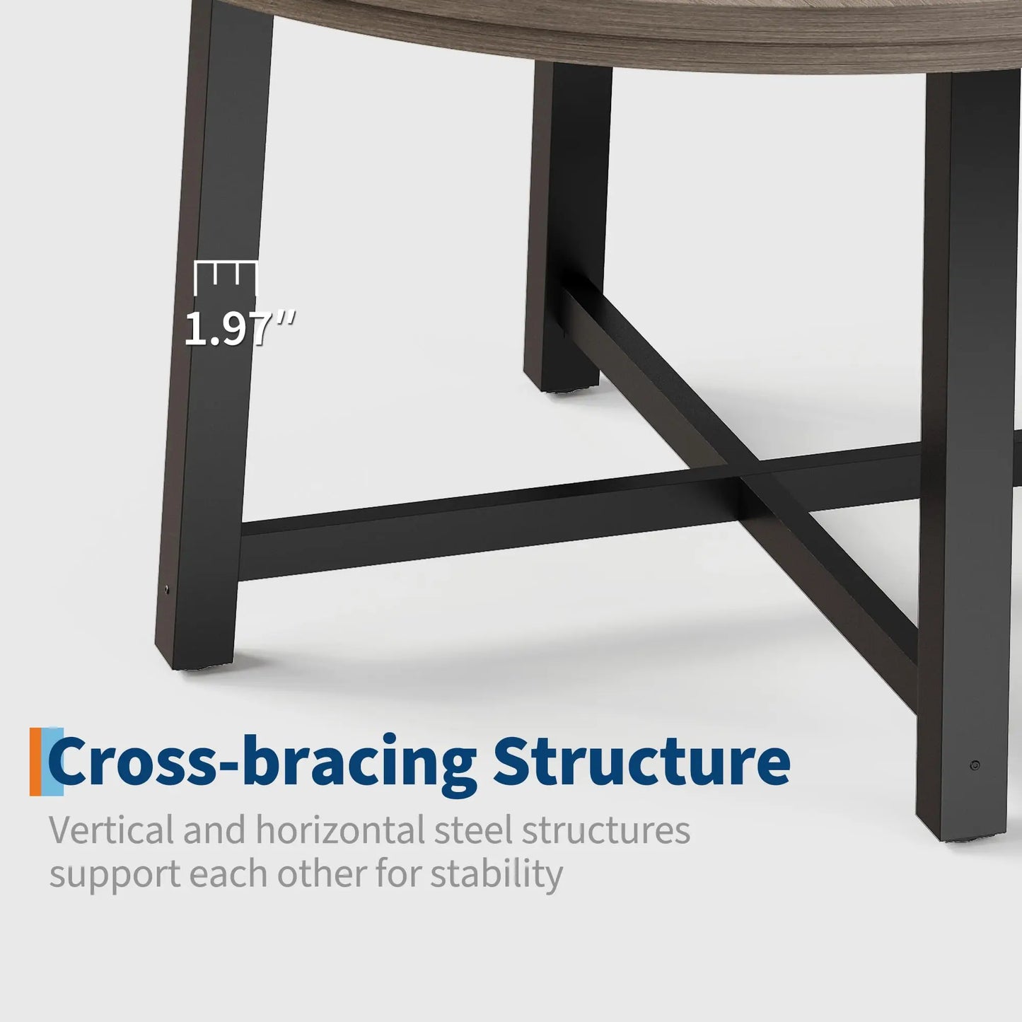 Industrial Round Dining Table with Sturdy Metal Frame & Finish